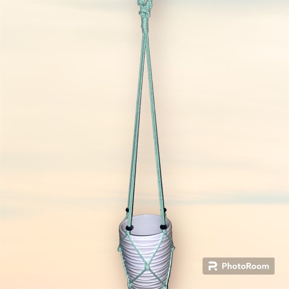 Custom Hand Crafted Macrame Plant Hanger with Pot - Picture 3 of 9